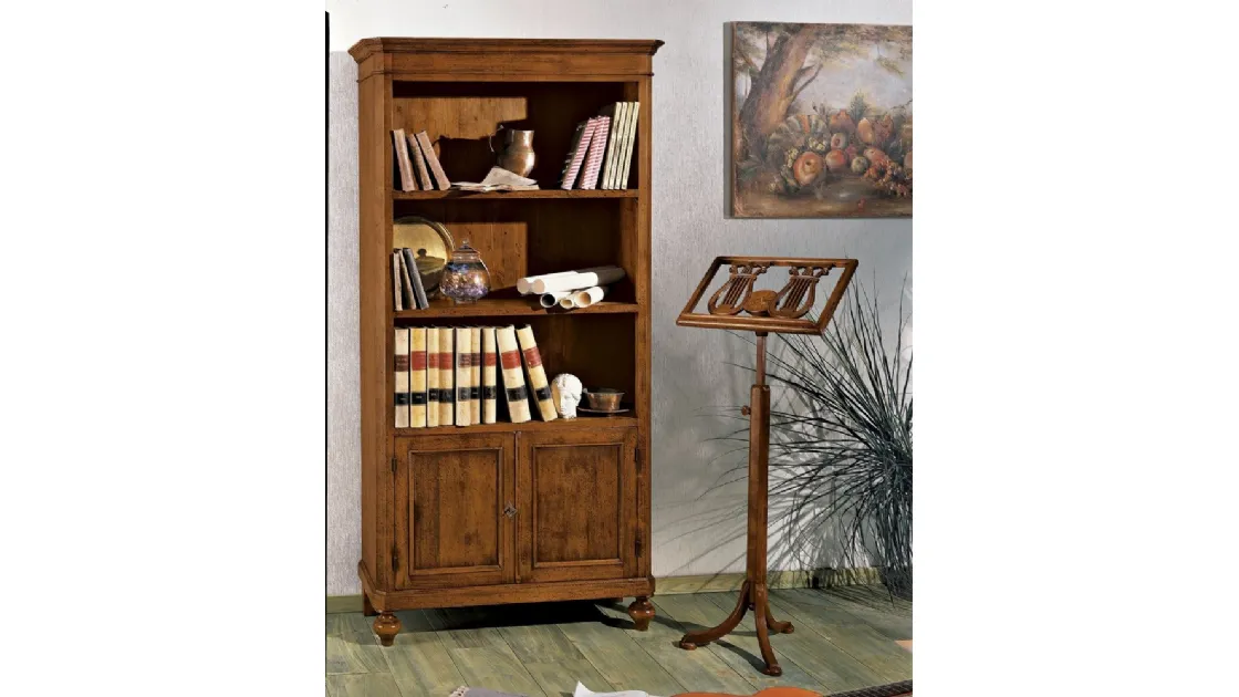 Libreria classica in legno a 2 ante e ripiani a giorno 1519-A di Zanini