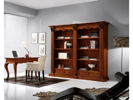 Libreria classica in legno a 4 cassetti e 6 ripiani 160-A di Zanini