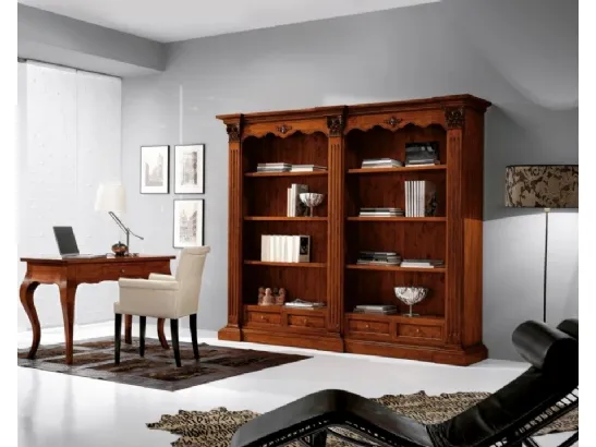 Libreria classica in legno a 4 cassetti e 6 ripiani 160-A di Zanini