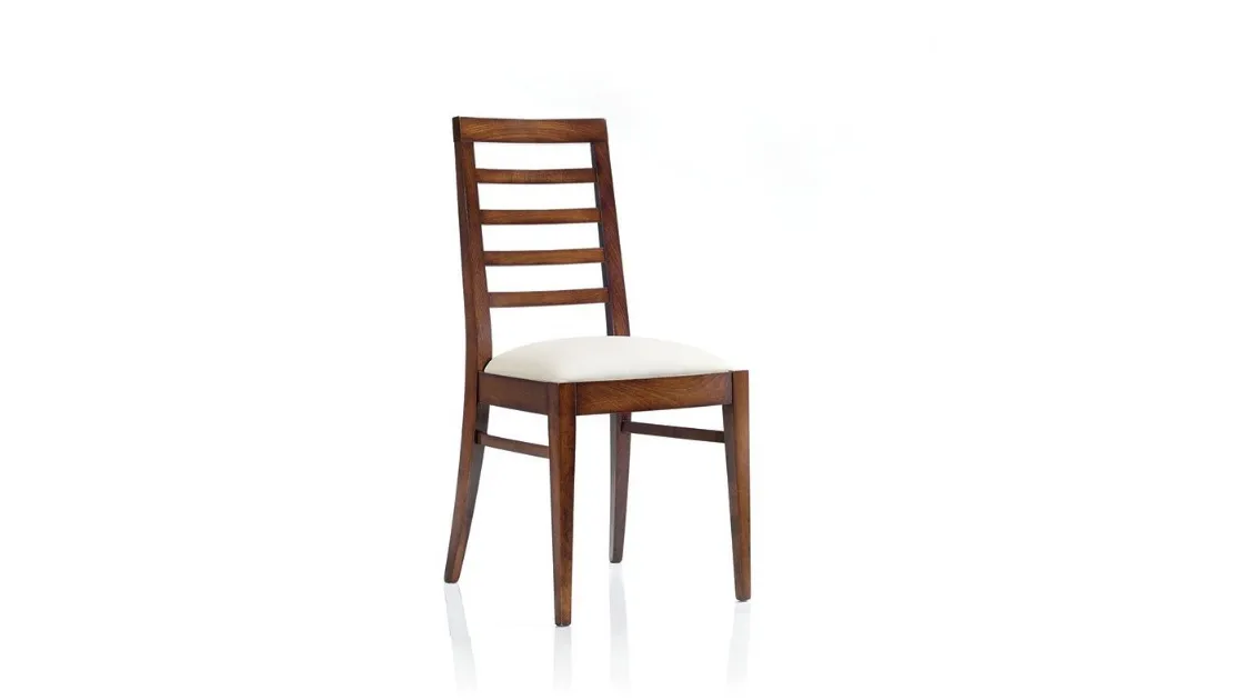Sedia in legno massello con seduta imbottita personalizzabile 3069-A di Zanini
