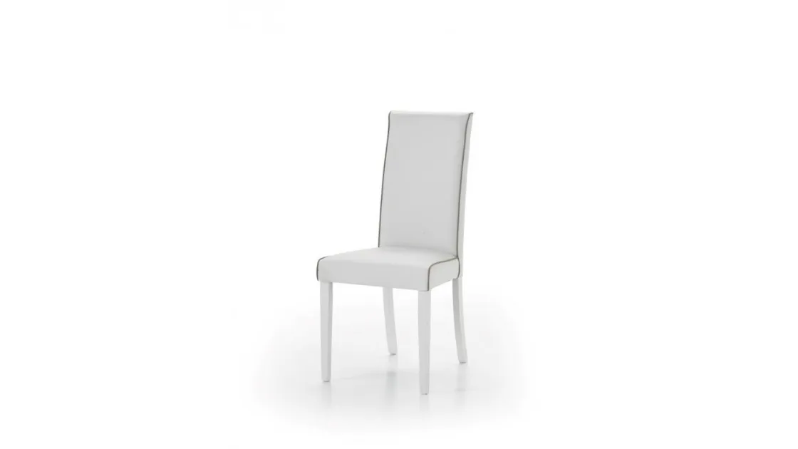 Sedia in ecopelle colore bianco e bordini colore tortora 6040-A di Zanini