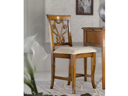 Sedia classica in legno con seduta in tessuto Tulipano di Fratelli Raffagnini