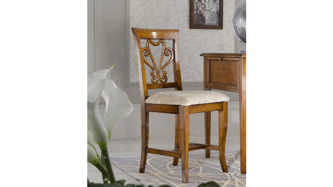 Sedia classica in legno con seduta in tessuto Tulipano di Fratelli Raffagnini