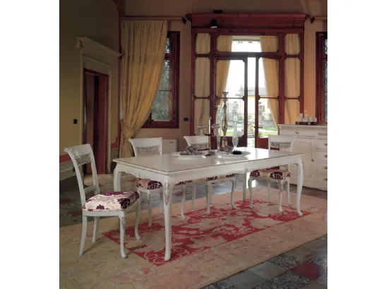 Tavolo rettangolare allungabile in laccato bianco Villa Fascinato di Euromobili